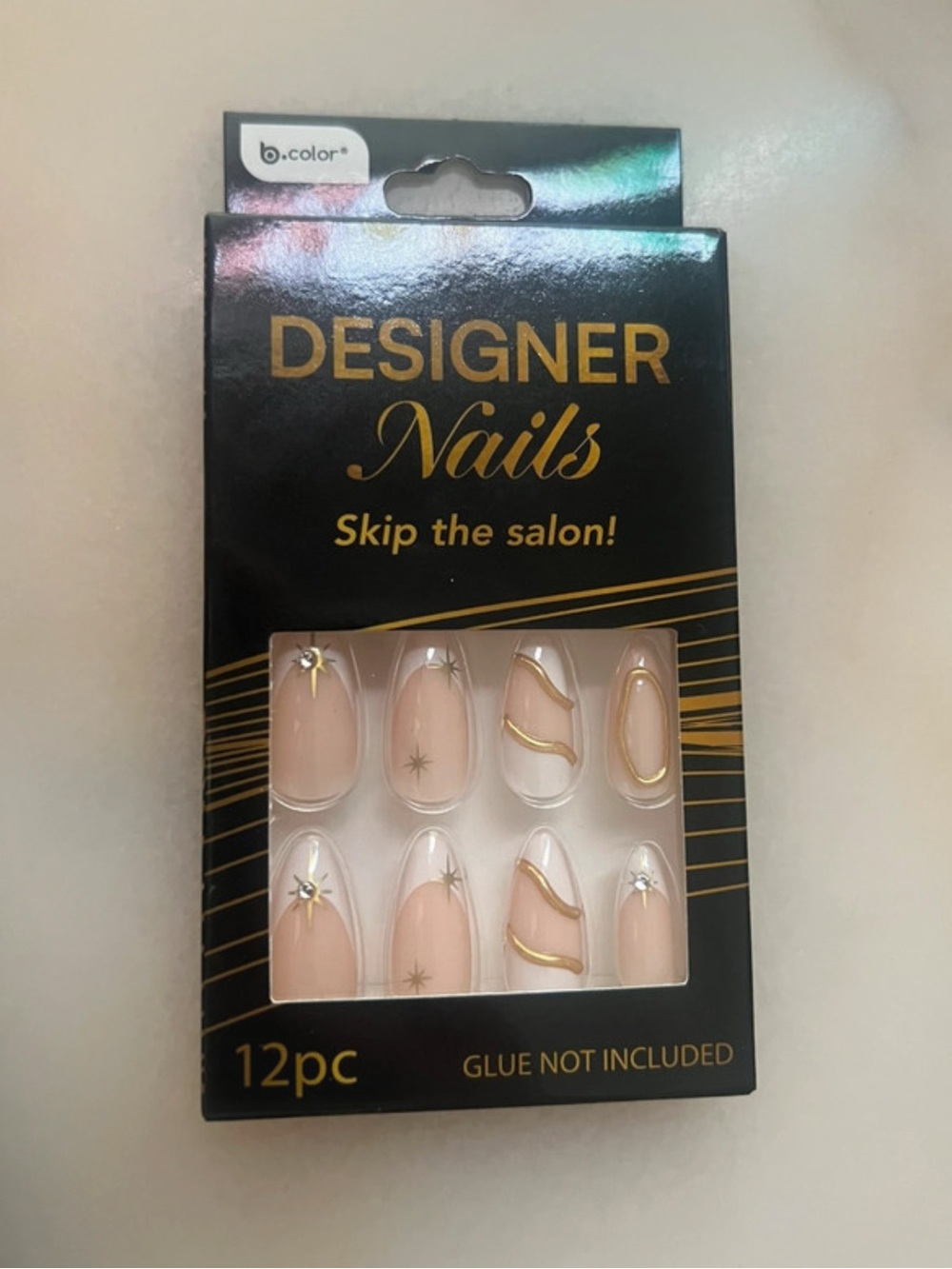 Designer Nails b.color® Nude & Gold Press-On Set